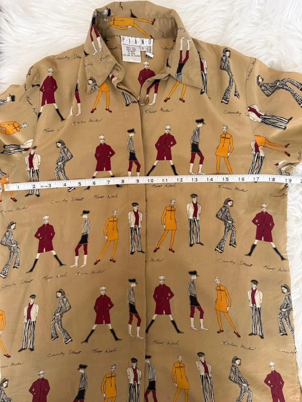 Piano 100% Silk Novelty Print Button Down – Size Women’s Small - Picture 4 of 8